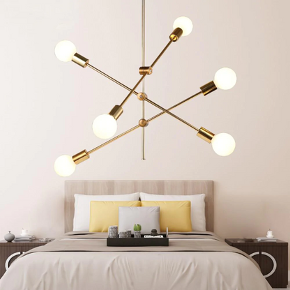 Élise Modern Sputnik LED Chandelier Gold Black Mid Century Ceiling Light