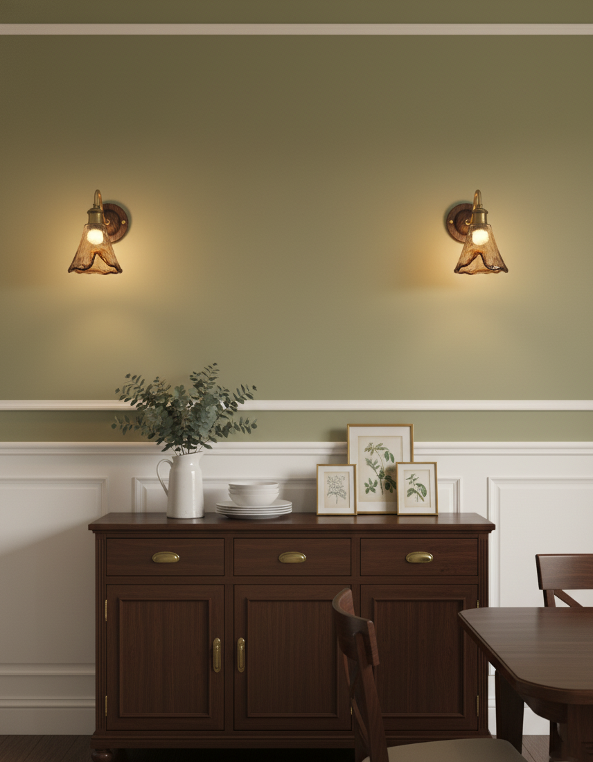 Élodie Nalia Amber Wall Lamp Metal and Glass Lighting