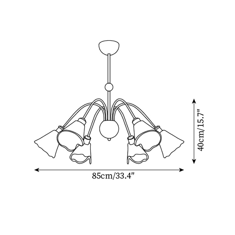 Amélie Amber Glass Curved Arm Chandelier