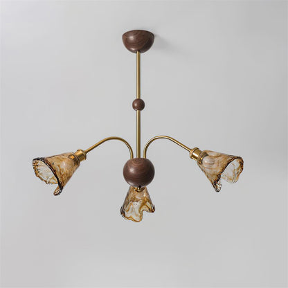 Amélie Amber Glass Curved Arm Chandelier