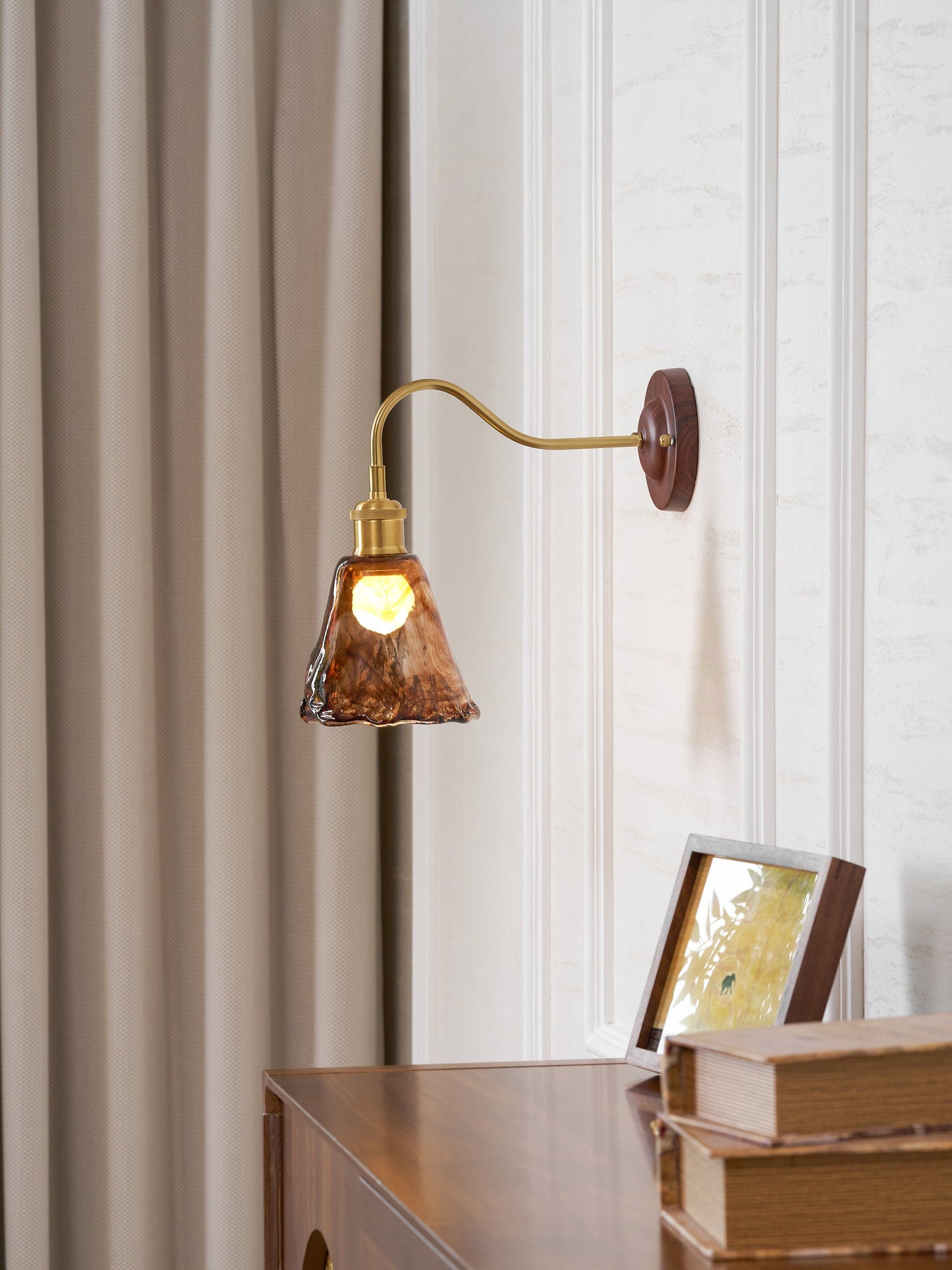 Élodie Nalia Amber Wall Lamp Metal and Glass Lighting