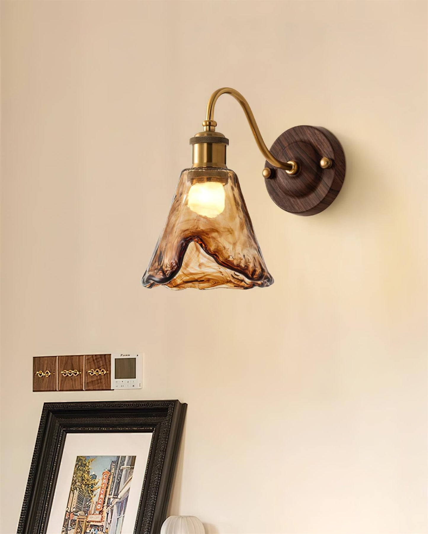 Élodie Nalia Amber Wall Lamp Metal and Glass Lighting