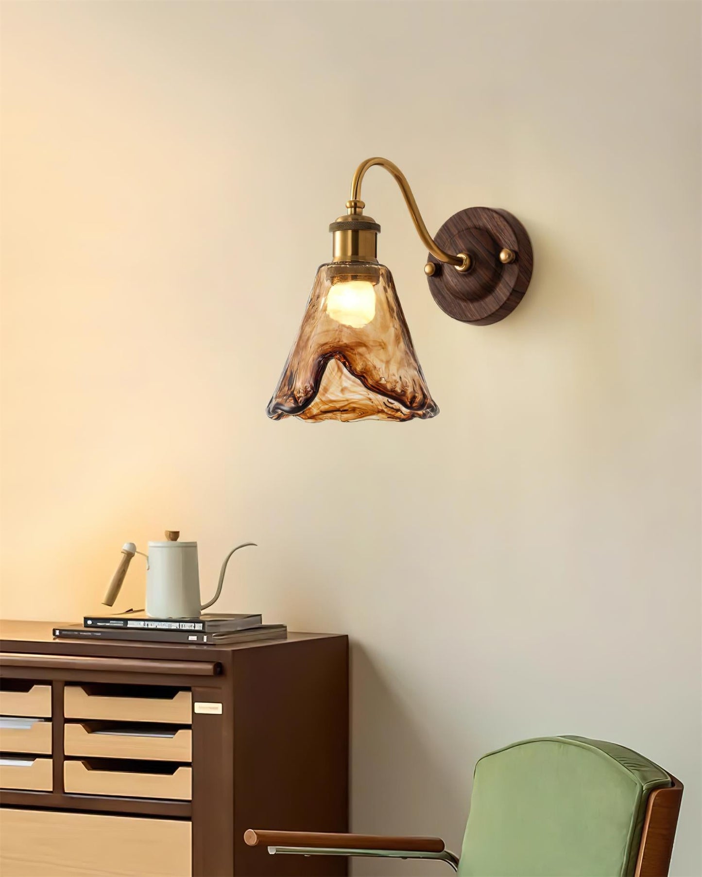 Élodie Nalia Amber Wall Lamp Metal and Glass Lighting