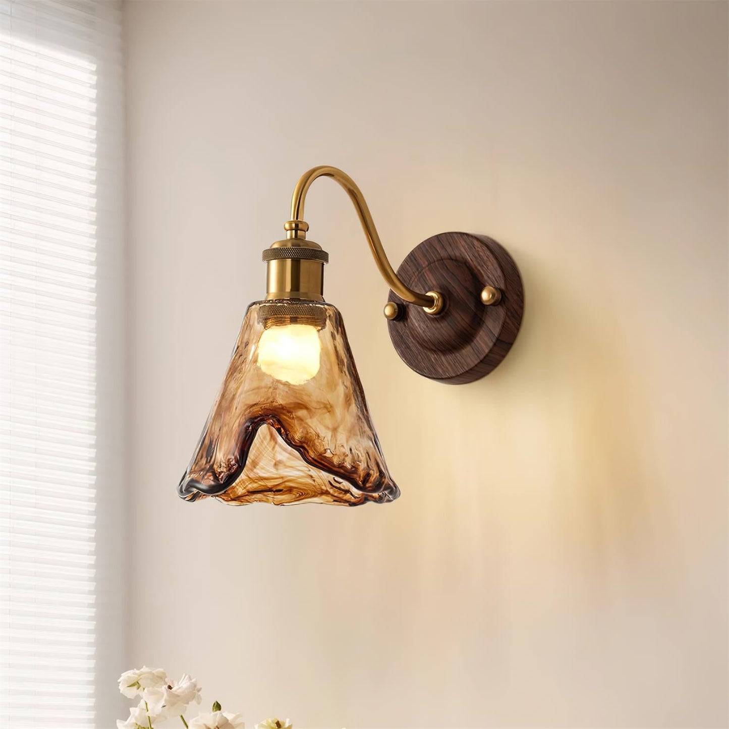 Élodie Nalia Amber Wall Lamp Metal and Glass Lighting