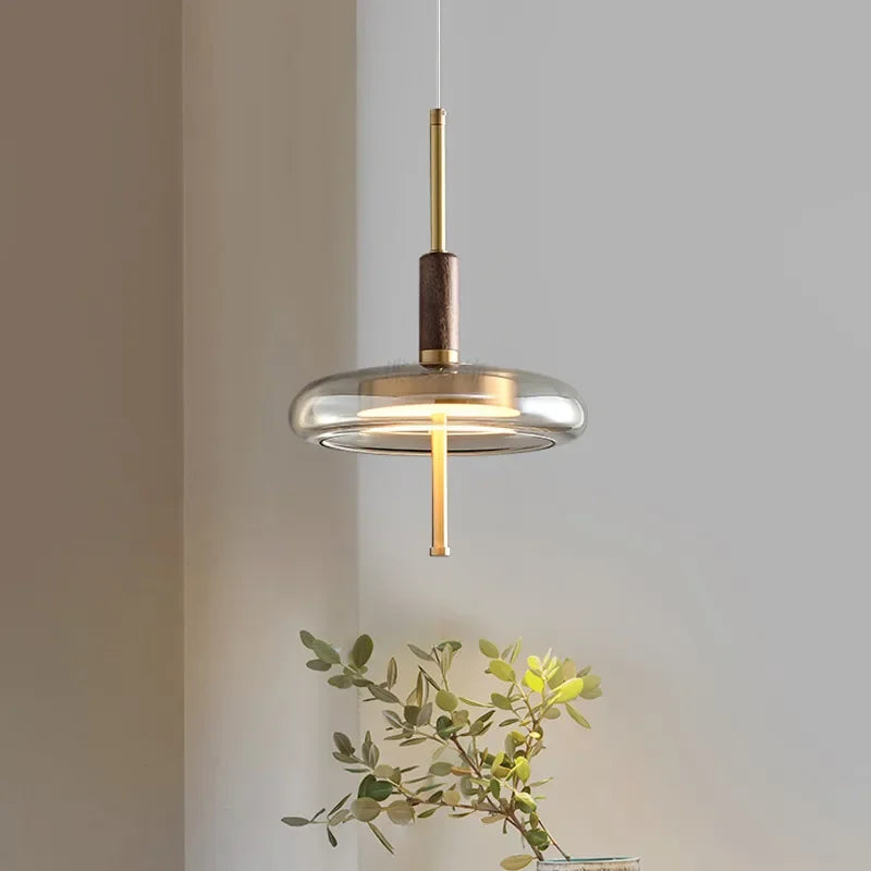 Sophie Nimbus Loft Glass Pendant Light Copper Accent Ceiling Lamp