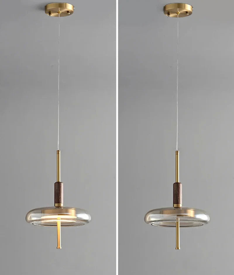 Sophie Nimbus Loft Glass Pendant Light Copper Accent Ceiling Lamp