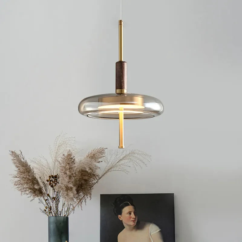Sophie Nimbus Loft Glass Pendant Light Copper Accent Ceiling Lamp
