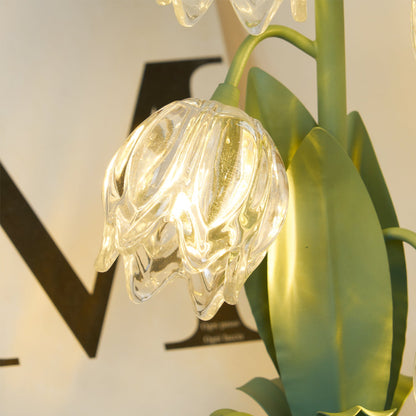 Aurélia Green Flower Table Lamp with Glass Petal Design