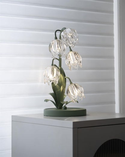 Aurélia Green Flower Table Lamp with Glass Petal Design