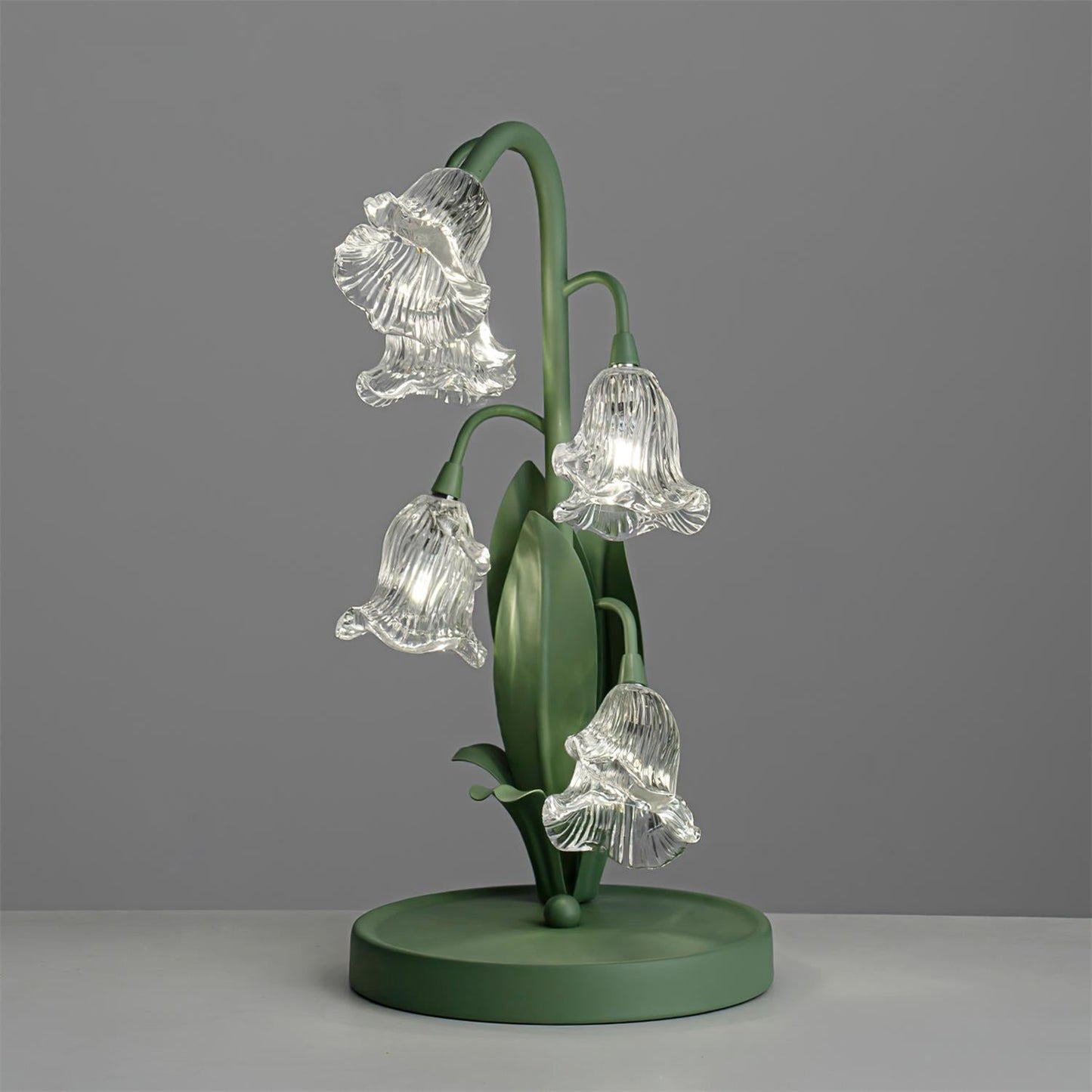 Aurélia Green Flower Table Lamp with Glass Petal Design