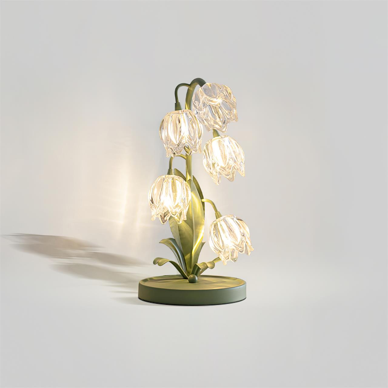 Aurélia Green Flower Table Lamp with Glass Petal Design