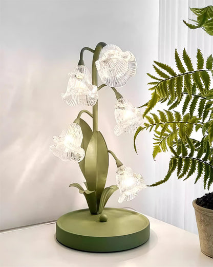 Aurélia Green Flower Table Lamp with Glass Petal Design