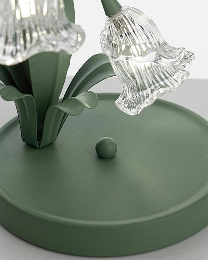 Aurélia Green Flower Table Lamp with Glass Petal Design