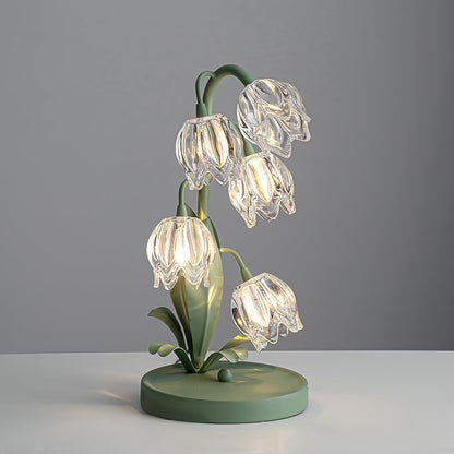 Aurélia Green Flower Table Lamp with Glass Petal Design