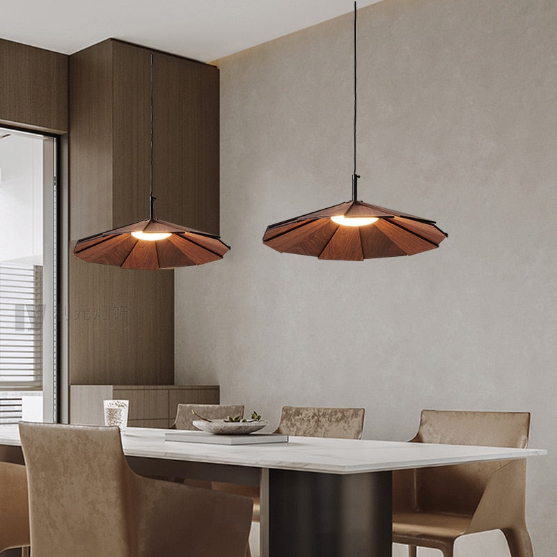 Élise Origami Wood & Bamboo Pendant Lamp