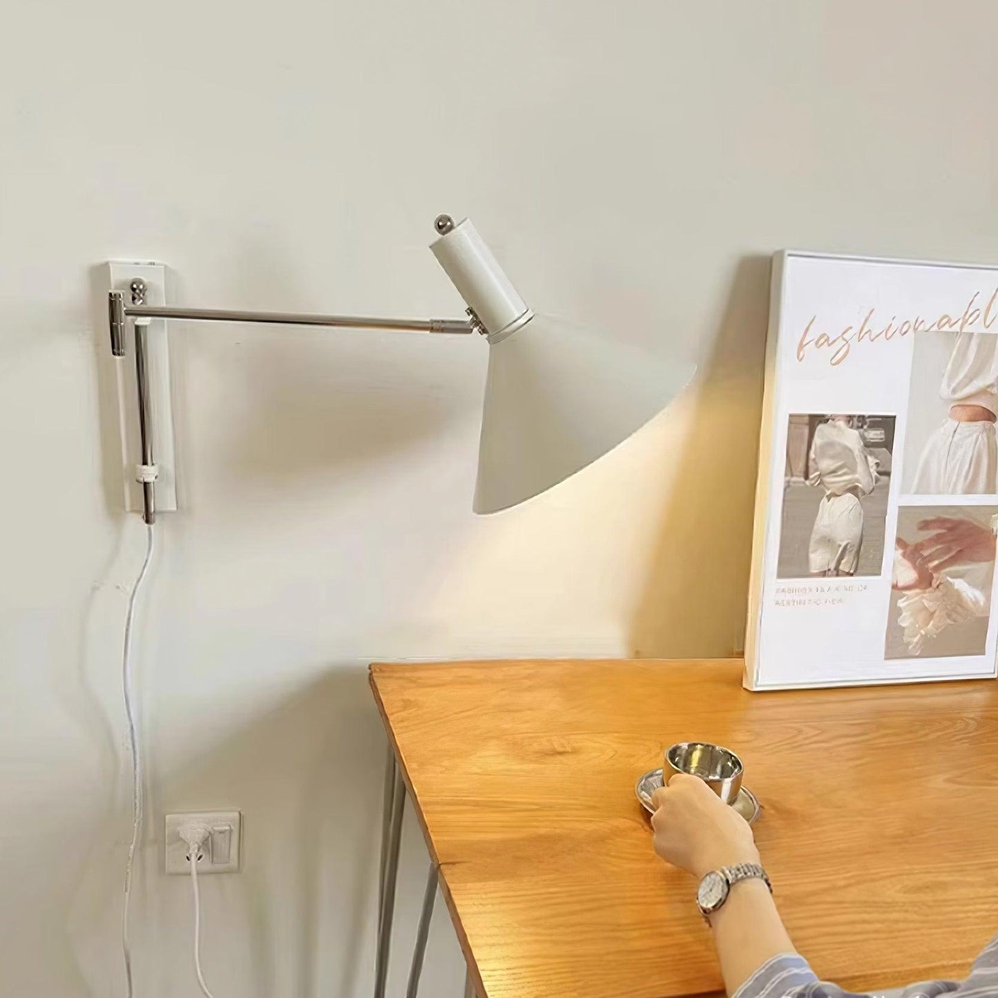 Céline Peak Plug-In Wall Lamp with Adjustable Swivel