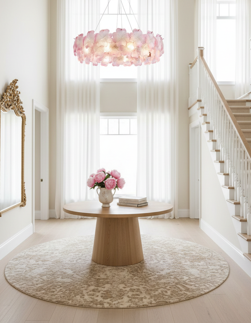 Aurélie Pink Glass Floral Tiered Chandelier