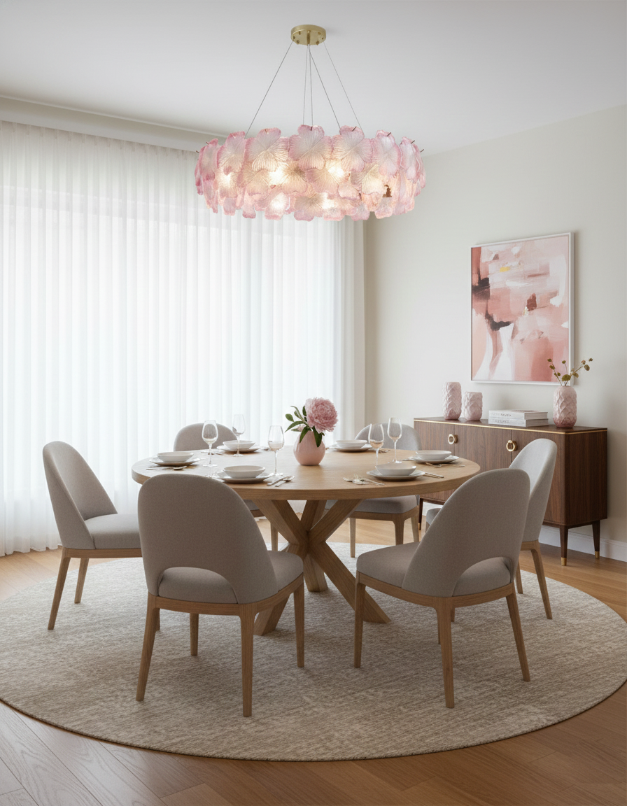 Aurélie Pink Glass Floral Tiered Chandelier