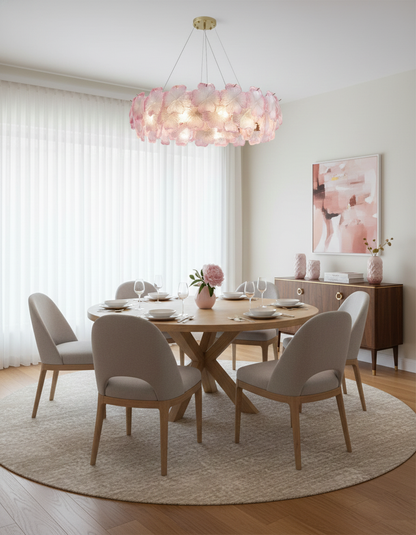 Aurélie Pink Glass Floral Tiered Chandelier