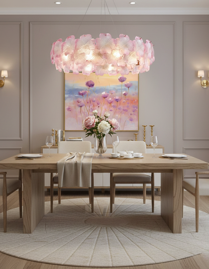 Aurélie Pink Glass Floral Tiered Chandelier