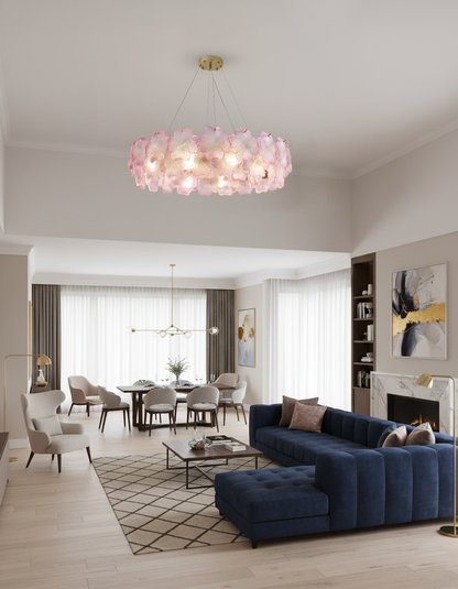 Aurélie Pink Glass Floral Tiered Chandelier