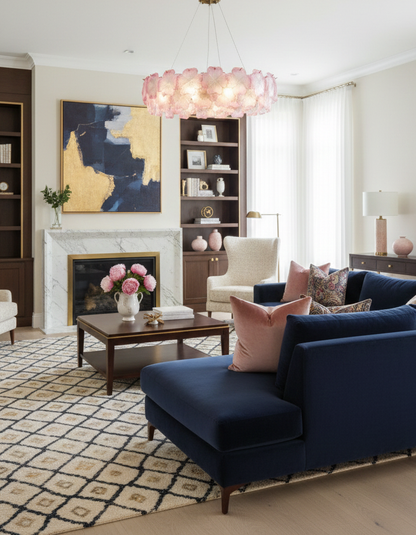 Aurélie Pink Glass Floral Tiered Chandelier