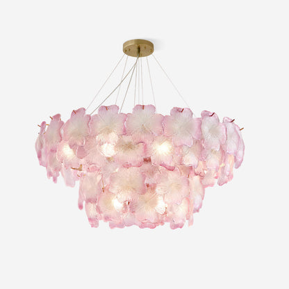 Aurélie Pink Glass Floral Tiered Chandelier