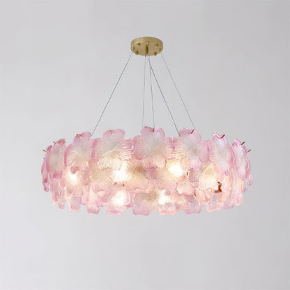 Aurélie Pink Glass Floral Tiered Chandelier