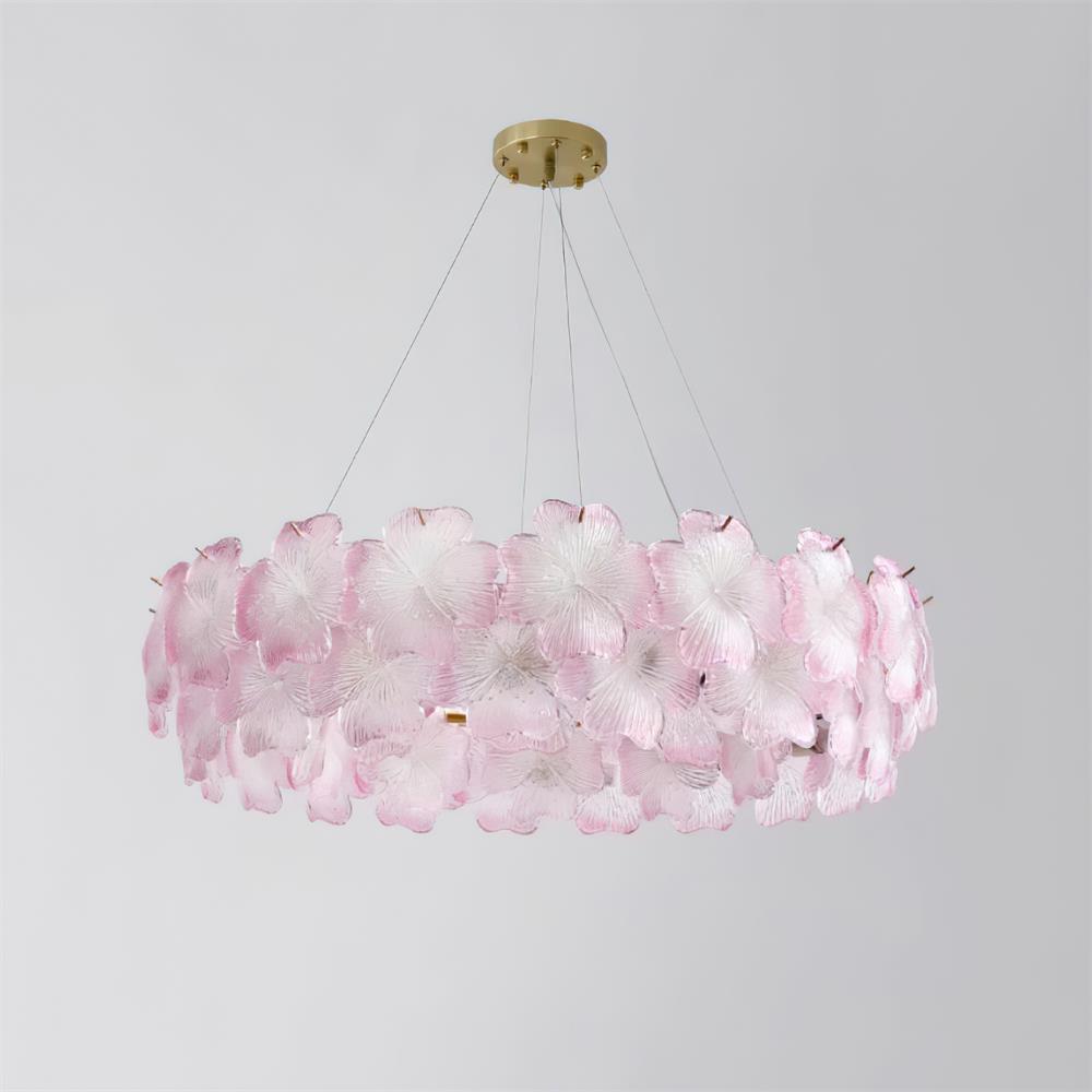 Aurélie Pink Glass Floral Tiered Chandelier