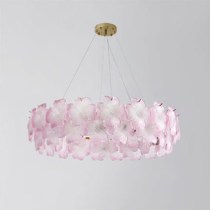 Aurélie Pink Glass Floral Tiered Chandelier