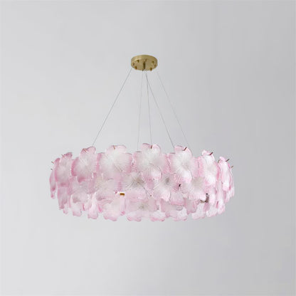 Aurélie Pink Glass Floral Tiered Chandelier