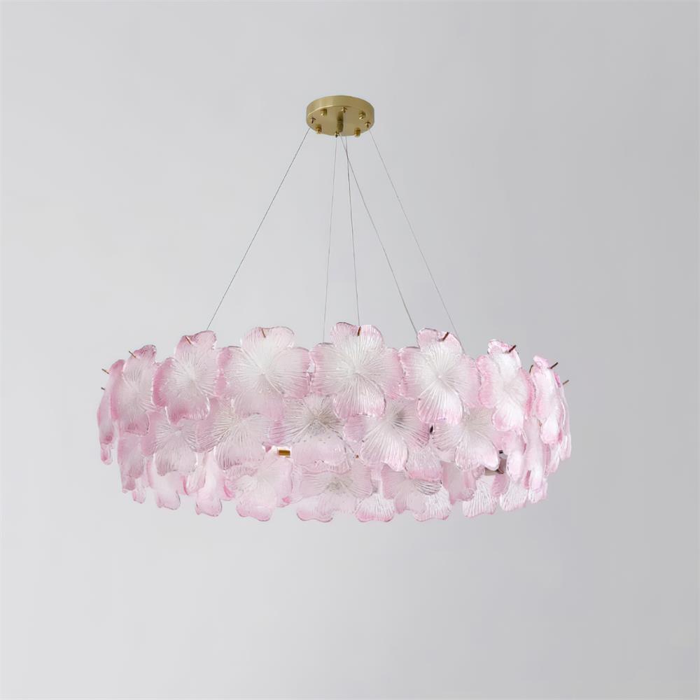 Aurélie Pink Glass Floral Tiered Chandelier