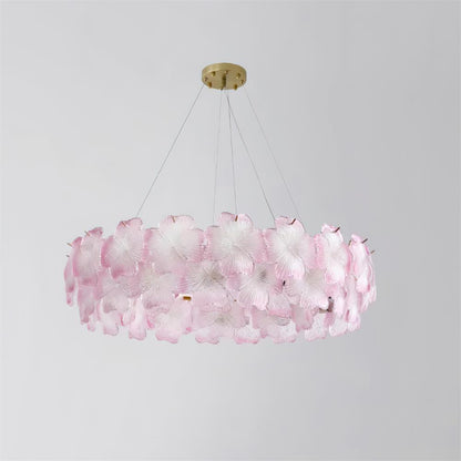 Aurélie Pink Glass Floral Tiered Chandelier