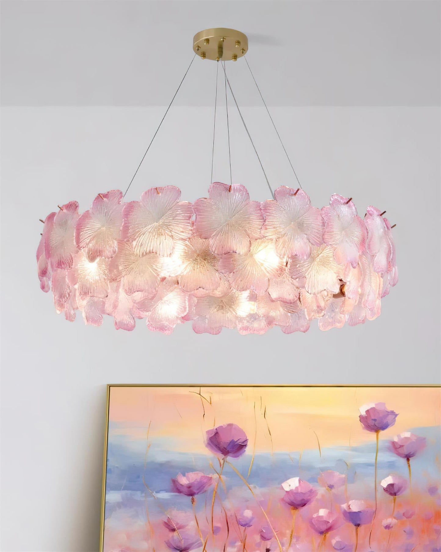 Aurélie Pink Glass Floral Tiered Chandelier