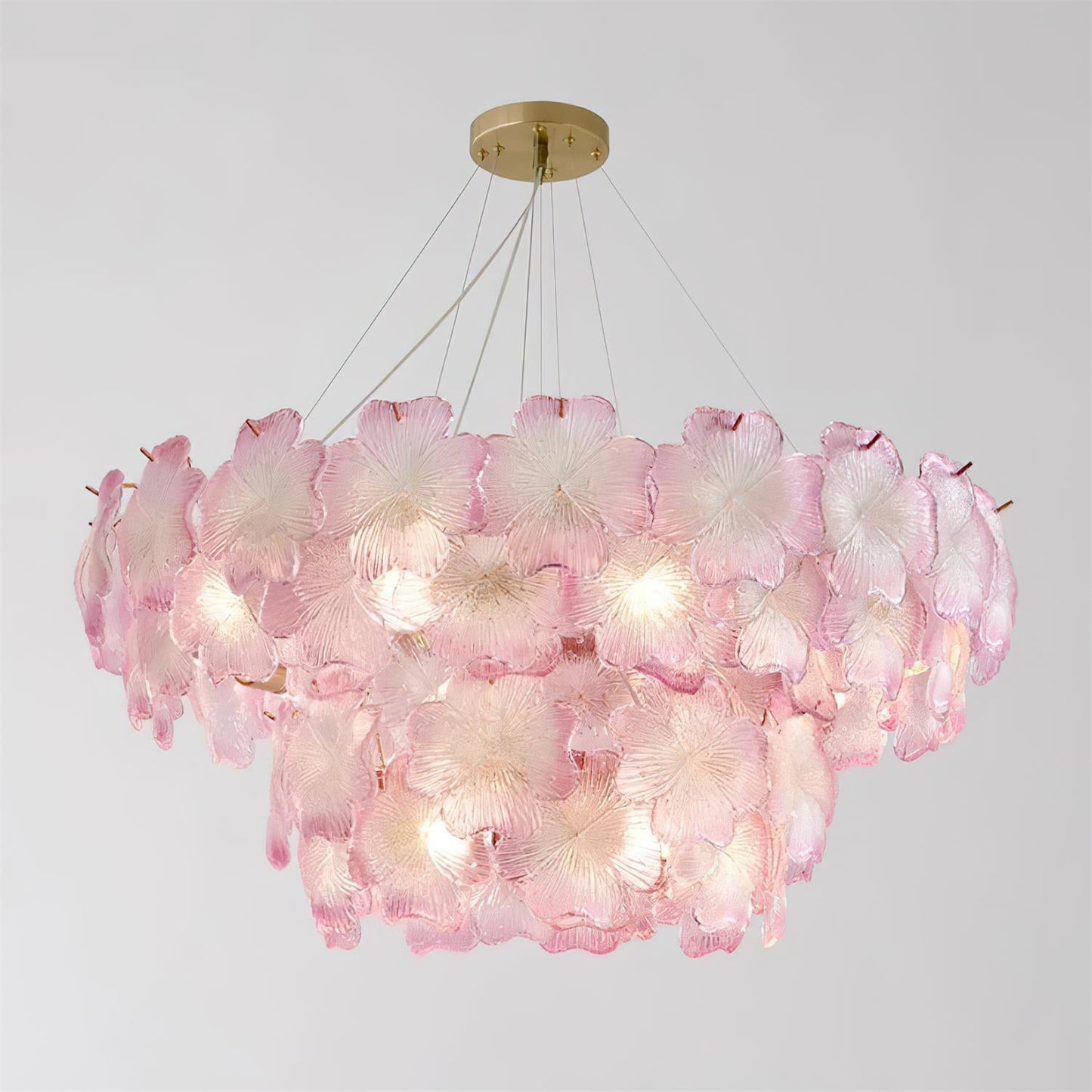 Aurélie Pink Glass Floral Tiered Chandelier