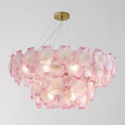 Aurélie Pink Glass Floral Tiered Chandelier