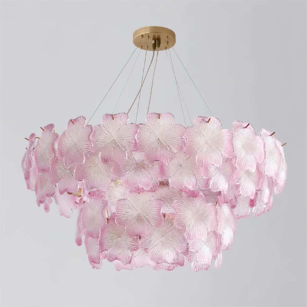 Aurélie Pink Glass Floral Tiered Chandelier