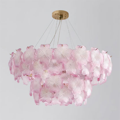 Aurélie Pink Glass Floral Tiered Chandelier