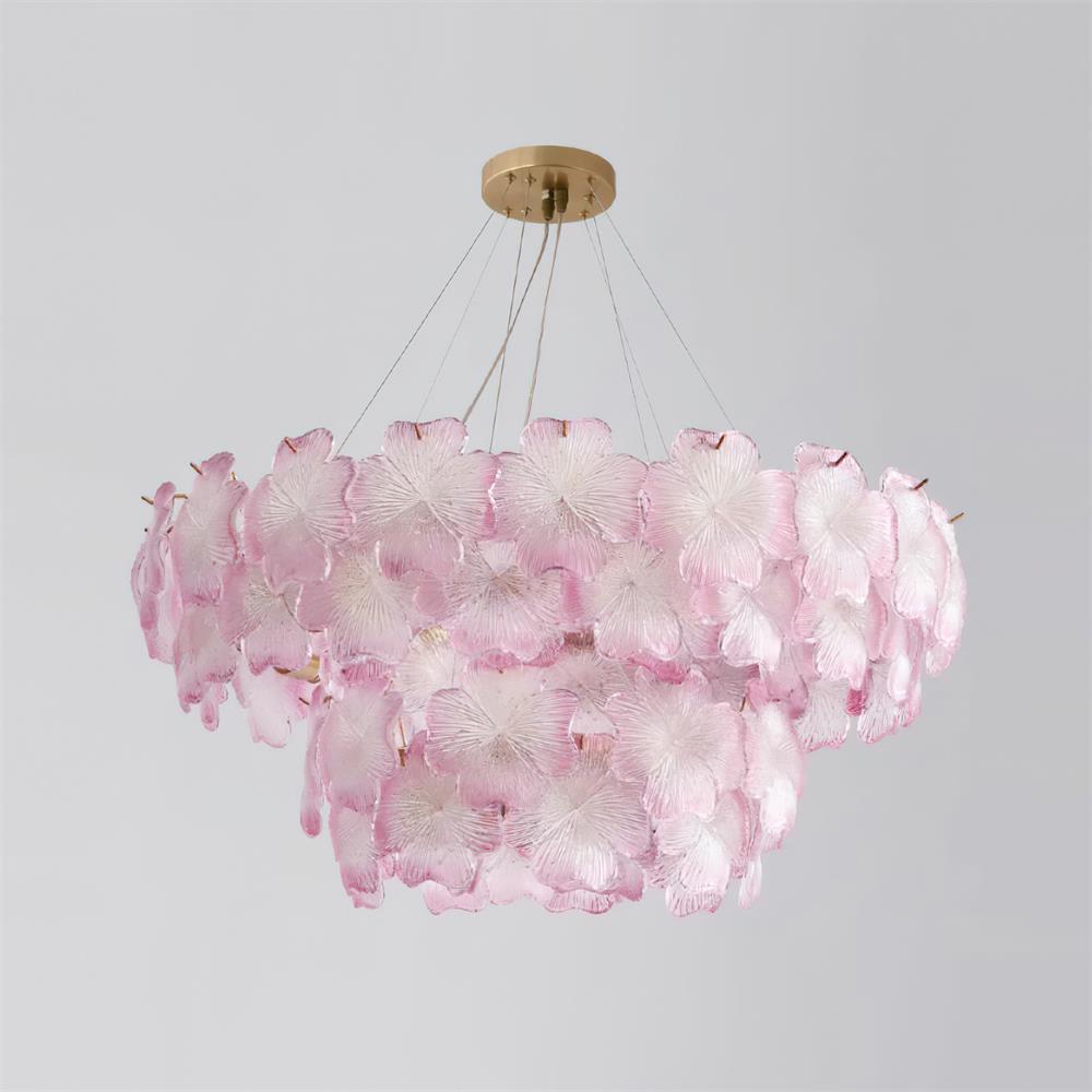 Aurélie Pink Glass Floral Tiered Chandelier