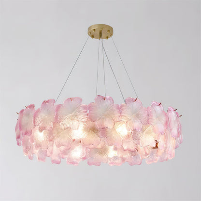 Aurélie Pink Glass Floral Tiered Chandelier
