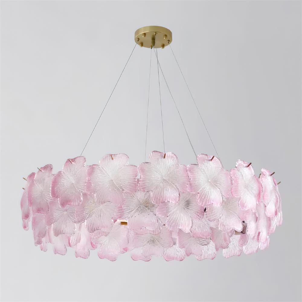 Aurélie Pink Glass Floral Tiered Chandelier