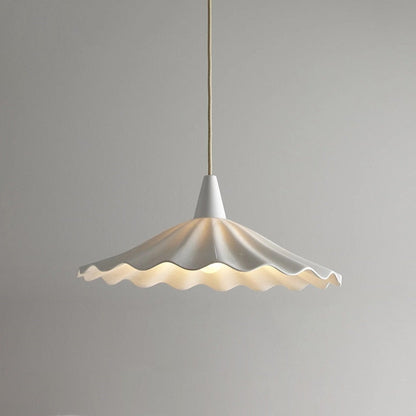 Sophie Pleated Flower Ceramic Pendant Light Glazed White Lamp