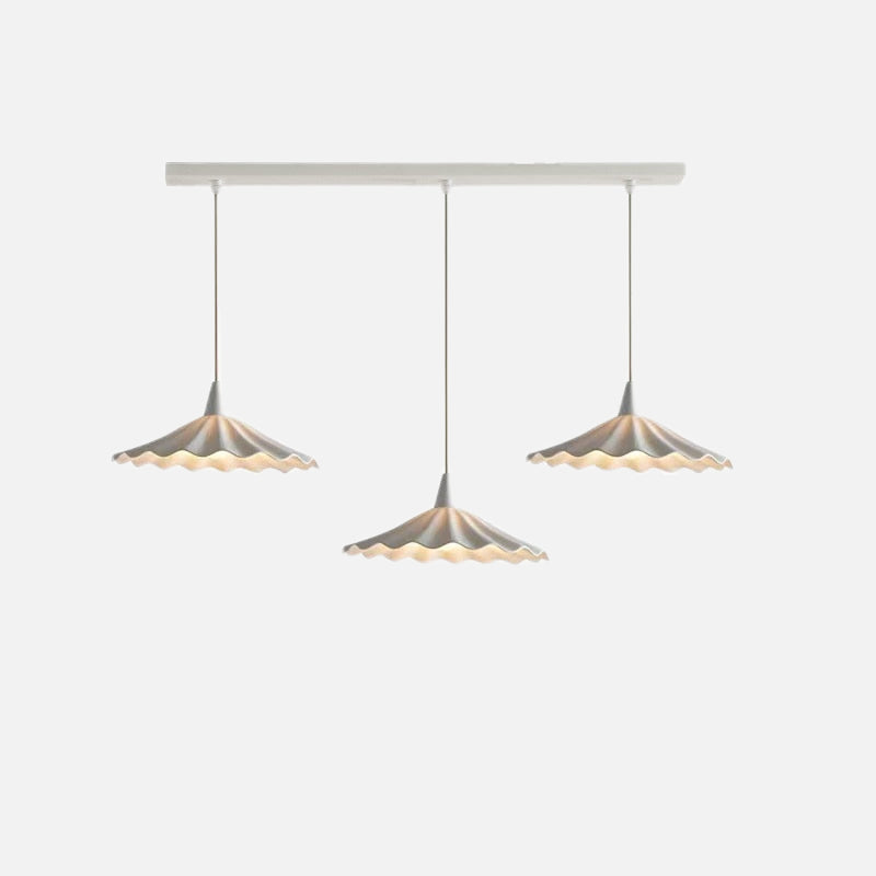 Sophie Pleated Flower Ceramic Pendant Light Glazed White Lamp