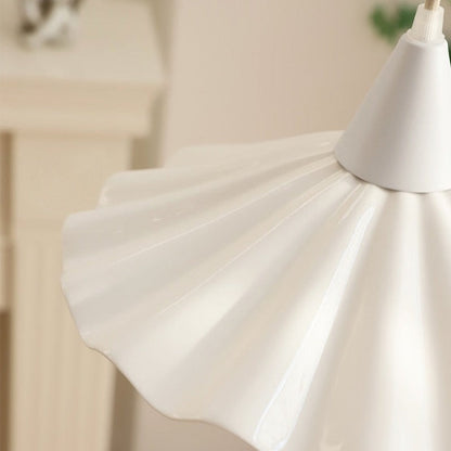 Sophie Pleated Flower Ceramic Pendant Light Glazed White Lamp