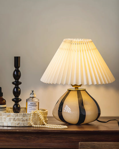 Élina Pleated Cavolo Table Lamp with Fabric and Glass Design