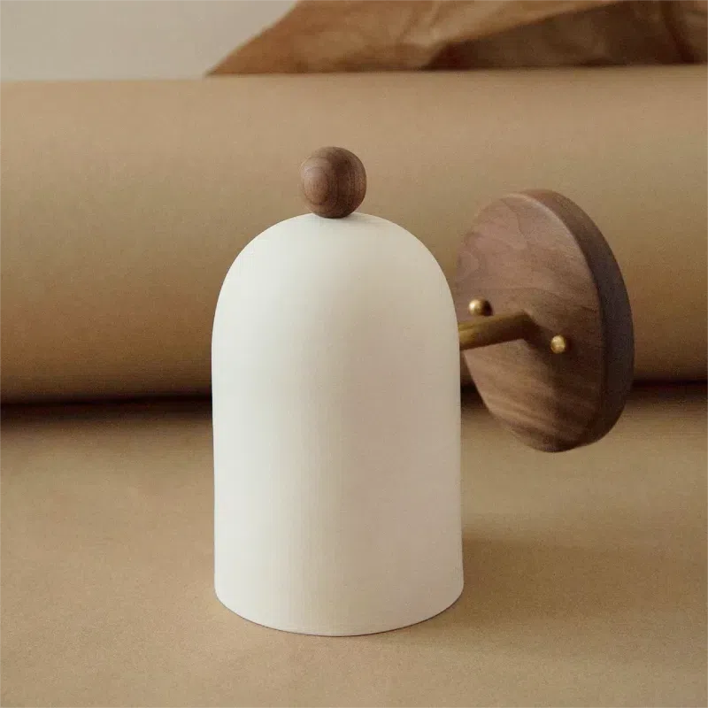 Sophie Plume Walnut Pendant Light Brass Accent Ceiling Lamp