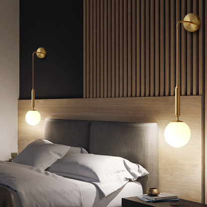 Élise Poiret Brass & Glass Globe Hanging Wall Lamp