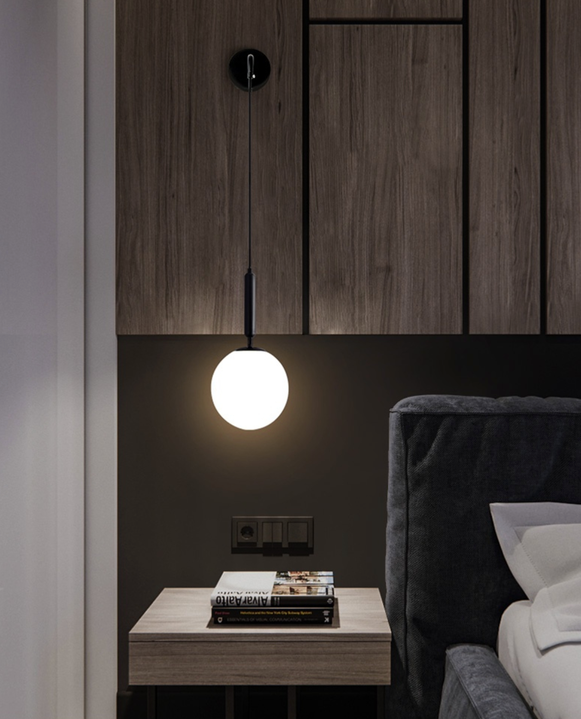 Élise Poiret Brass & Glass Globe Hanging Wall Lamp