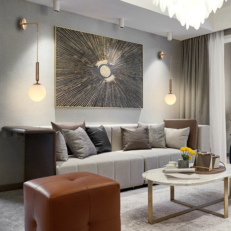 Élise Poiret Brass & Glass Globe Hanging Wall Lamp