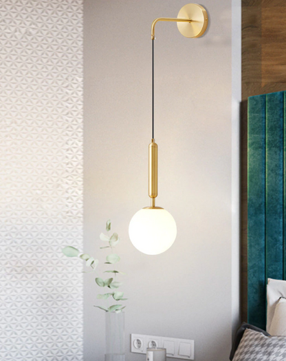 Élise Poiret Brass & Glass Globe Hanging Wall Lamp